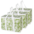 Bodaon 3-Pack Insulated Reusable Grocery Shopping Bags, X-Large Picnic Cooler Bag with Secure Top Cold, Green-Leaf