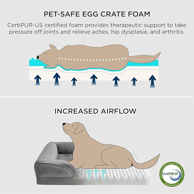 Bedsure Orthopedic Dog Bed for Extra Large Dogs - XL Washable Dog Sofa Beds Large, Supportive Foam Pet Couch Bed with Removable Washable Cover, Waterproof Lining and Nonskid Bottom, Blue