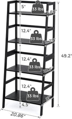 4-Tier Bamboo Bookshelf Ladder Shelf Book Shelf Bookcase Freestanding Storage Rack Plant Stand for Bedroom, Living Room, Bathroom, Small Space, Color Black