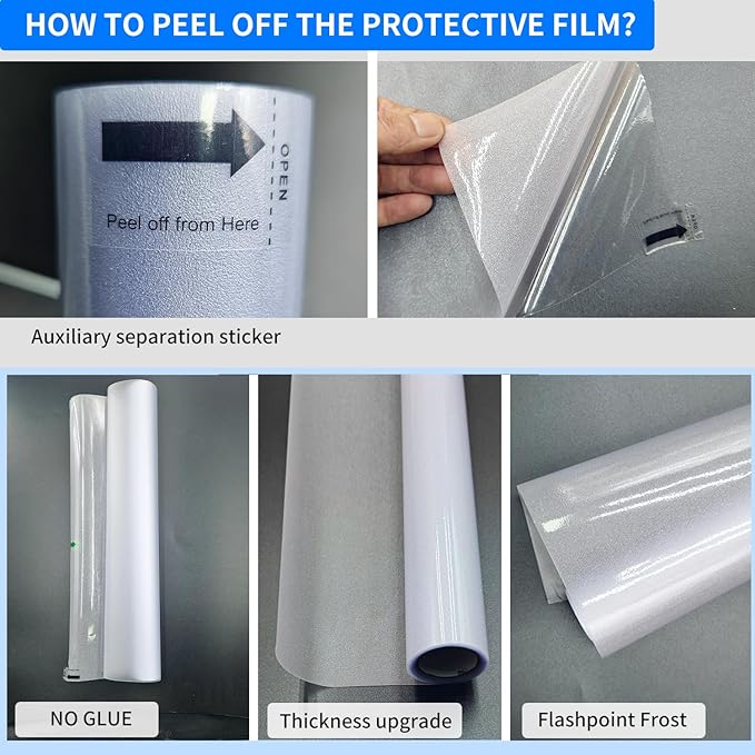 Frosted Glass Window Privacy Film Decorative, Bathroom Privacy Film for Glass Windows Cover, Static Cling, Removable, Reusable, Anti-UV, Anti-Glare, Heat Blocking,(Flash Point Pure, 45.2×157.4Inch)