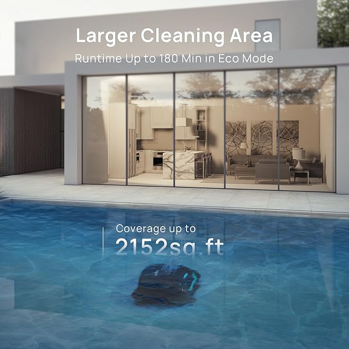 (2025 New) WYBOT C2 Vision Robotic Pool Cleaner with Camera, 8-in-1 Pool Vacuum for Inground Pools, Powerful Suction, Ultra-Fine Filter Pool Robot, Wall Climbing, Smart Navigation, Black