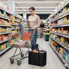 Bodaon 1PK Insulated Grocery Bags with Reinforced Baseboard, X-Large, Black | Reusable, Heavy Duty, Cooler Tote for Stability & No Sag, Thermal Bag for Hot Cold Food, Delivery, Shopping, Travel, Camping