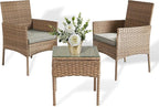 3 Pieces Patio Set Balcony Furniture Sets for Apartments.Bistro Furniture Set, Conversation Sets with Coffee Table, for Porch, Patio, Garden and Removable Cushions Grey