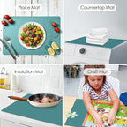 Extra Large Silicone Countertop Mat, Silicone Table Mat Kitchen Counter Protector Nonslip Heat Resistant Desk Mat for Crafts Kids Dinner Placemat Pastry Dough Rolling Mat, Dark Green