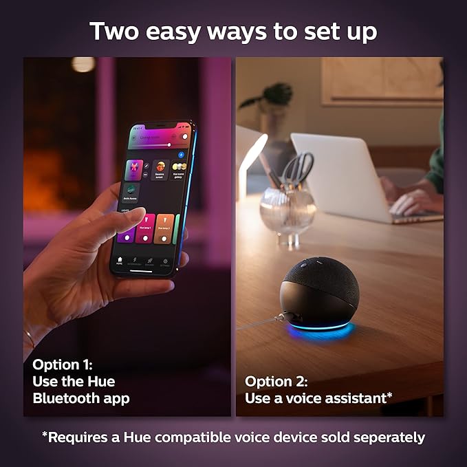 Philips Hue Smart 100W A21 LED Bulb - White and Color Ambiance Color-Changing Light - 4 Pack - 1600LM - E26 - Indoor - Control with Hue App - Works with Alexa, Google Assistant and Apple Homekit.