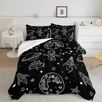 Datura home Kids Space Astronaut Comforter Set for Boys Kids Children,Galaxy Space Ship Astronaut Rocket Printed Bedding Set with 1 Comforter and 2 Pillowcases(Space Galaxy Twin), Twin 68x86inches