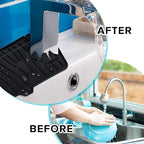 Silicone Sink Splash Guard Kitchen Splash Guard for Sink Splash Prevention Faucet Mat for Kitchen Sink Faucet Guard, Draining Mat Faucet Mat for Kitchen Sink Faucet Splash Guard（Black）