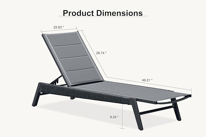 PURPLE LEAF Outdoor Chair Chaise Lounge Sun Lounges Aluminum Poolside Adjustable Reclining Patio Set of 2 Moon Basalt