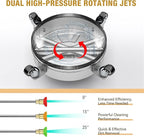 19" Pressure Washer Surface Cleaner with 4 Wheels, Stainless Steel Housing, 4000 PSI Max, 3 Connect Nozzles & 2 Extension Wands, Pressure Washer Surface Cleaner for Concrete, Patios, Sidewalks