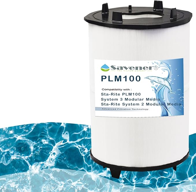 Savener® 27002-0100S Pool Filter Cartridges, Replaces Sta-Rite 27002-0100S Pool and Spa D.E. Filter, Compatible with Sta-Rite PLM100 and System 2 Modular Media, with Air Bleed Assembly, 100 Sq. Ft
