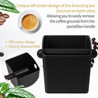 IAOSEN Large Square Knock Box Shock-absorbent Knock Box Espresso with Removable Knock Bar and Non-Slip Base Espresso Accessories for Home/Office (Large Black Knock Box with Tamper Mat)