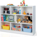 Giantex Wood 8 Cube Bookcase, Open Freestanding 3-Tier Bookshelf, Multipurpose Display Shelf for Living Room, Bedroom, Children's Playroom, Reading Room