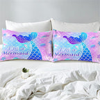 3Pcs Mermaid Girls Comforter Sets Queen Size Ultra Soft Mermaid Fish Scale Patterns Bedding Set Mermaid Bedroom Decor for Girls Mermaid Tail Scales Bed Set, 1 Comforter+2 Pillow Shams