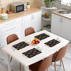 Feelyou Happy Halloween Placemats Set of 4 Spider Web Table Mats for Party Kitchen Dining Decoration Deep Black Orange Place Mat for Table Holiday Decor Indoor Outdoor 18"x12" Non-Slip Bats Pattern