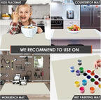 Extra Large Silicone Placemat, Food-Grade Flexible Silicone Mat Kids Non-Slip Dinner Placemat Waterproof Heat Insulation Countertop Protector Silicone Pastry Rolling Dough Mats 31.5x16.93'''Beige
