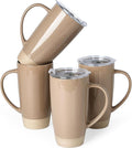 famiware Milkyway Coffee Mugs, 20oz Large Coffee Mug, Ceramic Mug Set of 4 with Lid, Cup Set with Handle for Latte, Tea, Cocoa, Milk, Home & Office, Cinnamon Brown