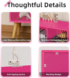 LEYAOYAO 7 Cube Bookshelf,3 Tier Book Shelf with Legs,Pink Modern Bookshelf,Large Freestanding Open Toy Modern Bookshelves,Display Bookcases Decor Furniture for Nursery