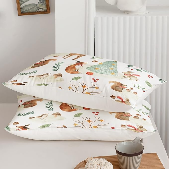Wild Animal Comforter Twin Size,Rabbit Deer Comforter Set for Kids Teens Girls Boys,3Pcs Bedding Set Printed Comforter with 2 Pillowcases,Down Alternative,Soft and Lightweight，Twin Size