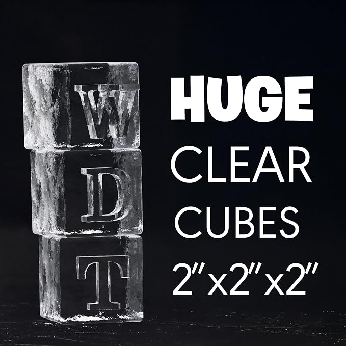 Letter D Monogram Clear Ice Cube Maker, 2" Big Ice Cubes Mold for Whisky and Cocktails, Large Initials Silicone Ice Cube Tray Personalized Gifts for DAD Gifts for Men (Letter D)