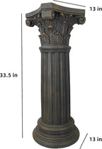 OUTOUR Unique Magnesium Oxide Corinthian Greek Column Pillar with Stand Base Pedestal for Indoor Outdoor Garden Backyard Courtyard Patio Decor33.5’’High,Antique Bronze