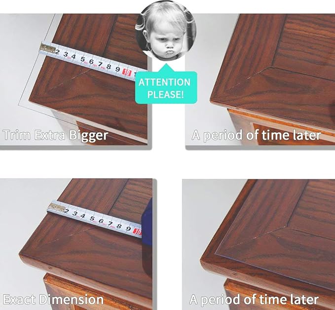 NECAUX Custom Multi-Size 1.5mm Thick Clear PVC Table Cover Protector - 36 x 72 Inch Eco Plastic Vinyl Rectangle Desk Office Top Pad Cover Glass Wood Dining Coffee End Tabletop Protective Mat