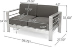 Christopher Knight Home Cape Coral Outdoor Chat Set with Fire Table, 5-Pcs Set, Khaki / Light Grey