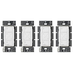 Lutron Caseta Original Smart Dimmer Switch (Lutron Smart Hub Required), for LED Lights, 150 Watt, Single-Pole/3-Way, No Neutral Required, PD-6WCL-WH 4-PACK, White, 4 Pack