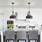 WUZUPS Chandelier Rustic Farmhouse Industrial Round Ceiling Pendant LED Light Fixture with Open Bottom Drum Shade, H 15.7" x W 13.4", Distressed Rust