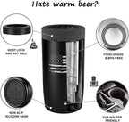 4-in-1 Slim Can Cooler Easy to Hold Insulated Beer Can Holder Double-walled Stainless Steel for All 12 Oz Cans (Black America Flag)