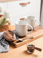 Kanwone Coffee Mugs 16oz, Stoneware Mugs Set, Ceramic Coffee Cups with Handle for Latte, Hot Tea, Cappuccino, Cocoa, Housewarming Wedding Gift, Microwave and Dishwasher Safe, Set of 6, Neutral White