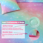 JQinHome Glitter Bedding Set Twin Size,6 Piece Bed in A Bag 3D Colorful Rainbow Galaxy Comforter Set for Girls Kids-All Season Microfiber Tie-Dye Bedding Sets(Rainbow)