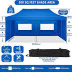 COBIZI 10x20 Pop Up Canopy with 6 Sidewall,Heavy Duty Canopy UPF 50+ All Season Wind Waterproof Commercial Outdoor Wedding Party Tents for Parties Gazebo with Roller Bag(10 x 20 ft Blue)