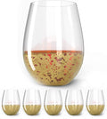 Kitchen Lux Gold Rimmed Stemless Wine Glasses, 18oz – Set of 12 Elegant Cocktail Tumblers – Premium Glass Drinking Cups – Deluxe Gift Pack - Dishwasher Safe