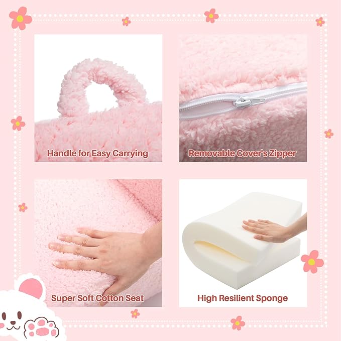 ALIMORDEN Kids Ultra-Soft Snuggle Foam Filled Chair, Toddler Cuddly Sherpa Reading Couch for Boys and Girls, Pink