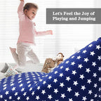 Jorbest Stuffed Animal Storage Bean Bag Chair for Kids and Adults, Stuffed Animal Bean Bag Storage, Luxury Velvet Soft Bean Bag Cover Only (Navy with White Stars 200L/52 Gal)