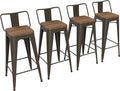 Yongchuang 30 inch Bar Stools Set of 4 Bar Height Metal Barstools with Wood Seat Low Back Kitchen Bar Chairs Gunmetal