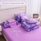 Full Size Bedding Sets Kids Bedding Sets for Girls,Galaxy Bedding 7pieces Glitter Pink Comforter Colorful Comforter Full Size Comforter Sets for Teen Girls(Multicolor)