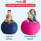 Creative QT Stuff ’n Sit Large 33’’ Bean Bag Storage Cover for Stuffed Animals & Toys – Gray & White Stripe – Toddler & Kids’ Rooms Organizer – Beanbag Makes Great Plush Toy Hammock Alternative