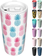 TILUCK 20 oz Insulated Coffee Tumbler with BPA-Free Lid | Travel Coffee Mug, Dishwasher Safe, Cup Holder Friendly, Double-Wall Vacuum Insulation for Hot & Cold Drinks,Pineapple