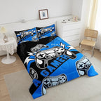 Erosebridal Gamer Comforter Sets for Boys Full Size,Gaming Bedding Sets for Boys Kids Teens Gamepad Gaming Comforter Set Game Room Decor,Blue Black 3Pcs