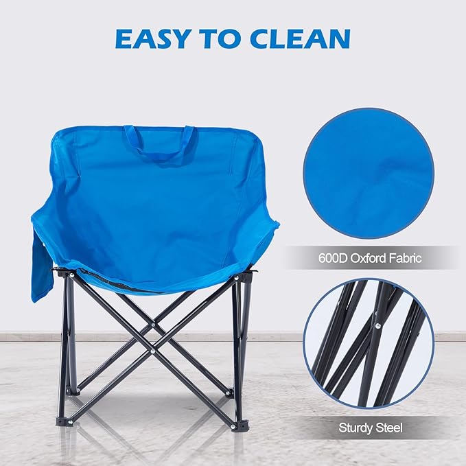 ZONEMEL Portable Sauna Chair, Fast Folding Oxford Fabric Reinforced Chair, with Pockets and Carry Bag, Suitable for Sauna, Fishing, and Picnics (Blue)