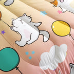 Datura home Kids Comforter Set Cute Cats Printed Pattern Bedding Set with 1 Comforter and 2 Pillowcases for Girls Boys Bedroom All Season(Cat1 Full)