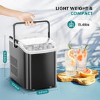 OLIXIS Ice Maker Machine with Handle,26lbs in 24 Hours,9 Cubes in 6 Mins,Auto-Cleaning Portable Ice Maker with Basket and Scoop, Countertop for Home, Kitchen, Camping, RV, Bright Black