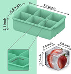 KitchFort® Large Silicone Ice Cube Tray (3-Pack), Easy Release 2" Big Ice Cubes - Cocktail, Whiskey Ice Cubes Mold - Ice Trays for Freezer with Lid - Stackable Silicone Ice Tray - Green