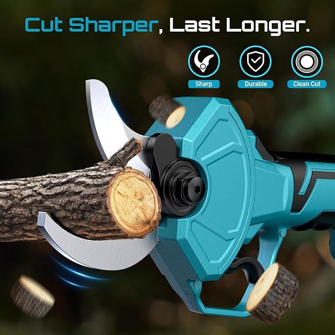 SEESII Pole Electric Pruning Shears: 1.8" Cutting Diameter 2-in-1 Cordless Power Pruner - Brushless Motor, Dual 4.0Ah Batteries, Extra SK5 Blade, 4 Modes Adjustable Branch Cutter for Garden Trimming