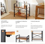 Rustic Bookshelf, 2 Tier Real Wood Bookshelf, Metal Book Shelf for Storage, Black Bookcase, 12.6" D x 23.62" W x 22.83" H