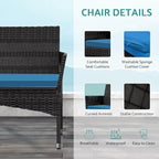 Patio Furniture, 4 Piece Conversation Set, Outdoor Wicker Rattan Table and Chairs, Sectional Sofa with Thick Cushion for Garden, Yard, or Porch, Black
