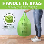 13 Gallon Compostable Trash Bags with Handle-Tie, Thick 0.87 Mil, 49.21 Liter, 30 Bags, Tall Kitchen Food Scrap Waste Bag, ASTM D6400, US BPI and OK Compost Home Certified