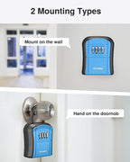 Puroma Key Lock Box Outdoor 4 Digit Code Combination Lockbox House, 1 Blue | For Contractors Guest Realtor Storage Keys, Portable, Home Wall Mount, Resettable, Combination, Weatherproof, High-capacity