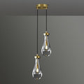 Brass Raindrop Pendant Lights Kitchen Island 2-Light, Cluster Gold Pendant Light Fixture for Bedroom, Dimmable Dining Room Light Fixture Hanging Pendant Lighting Ceiling Chandelier for Foyer